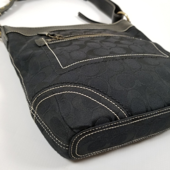 Coach Black Logo Jacquard Convertible Crossbody Shoulder Bag - Picture 7 of 12